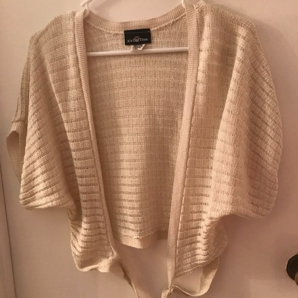 It's Our Time - SZ M - Gold and Cream Shrug with Tie - Never Worn